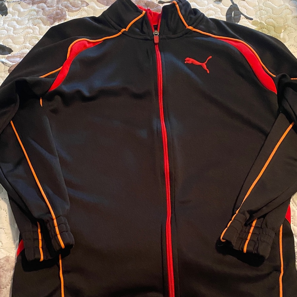 Puma Boys Black and Orange Performance Jacket